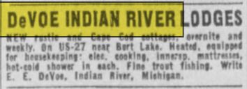 De Voes Indian River Motel Lodges (DeVoe) - July 1941 Ad
